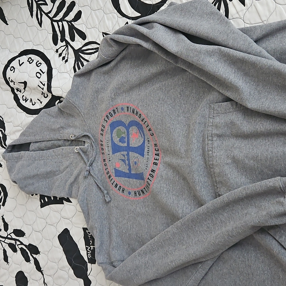 Gray Hoodie for Men..Hunington BEACH MADE IN U.S.A. - Picture 2 of 3